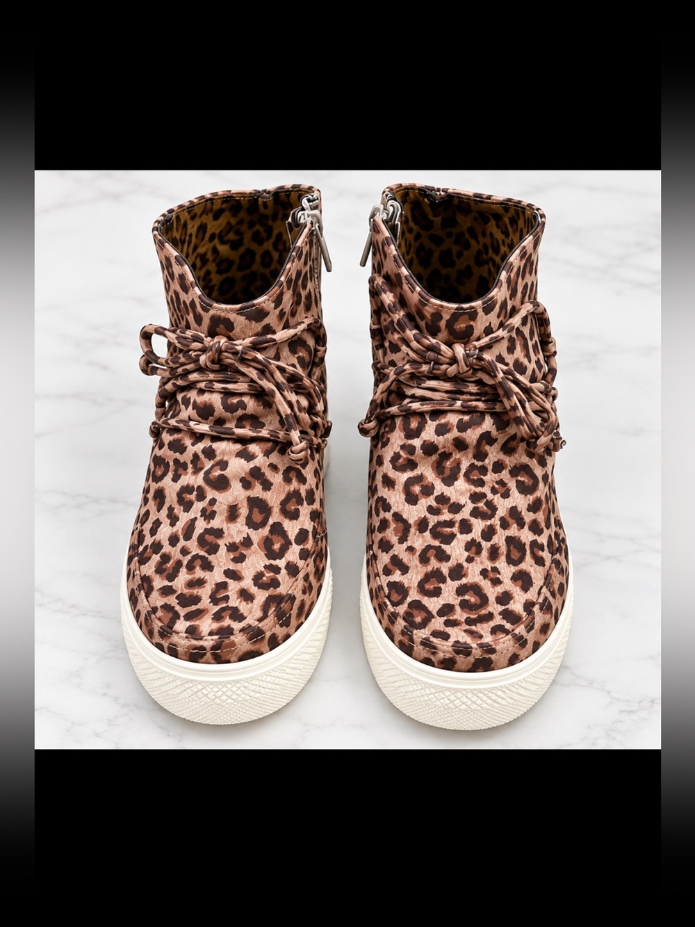 Very G Ursula Leopard Hidden Wedge Sneakers Size 8 Side Zip